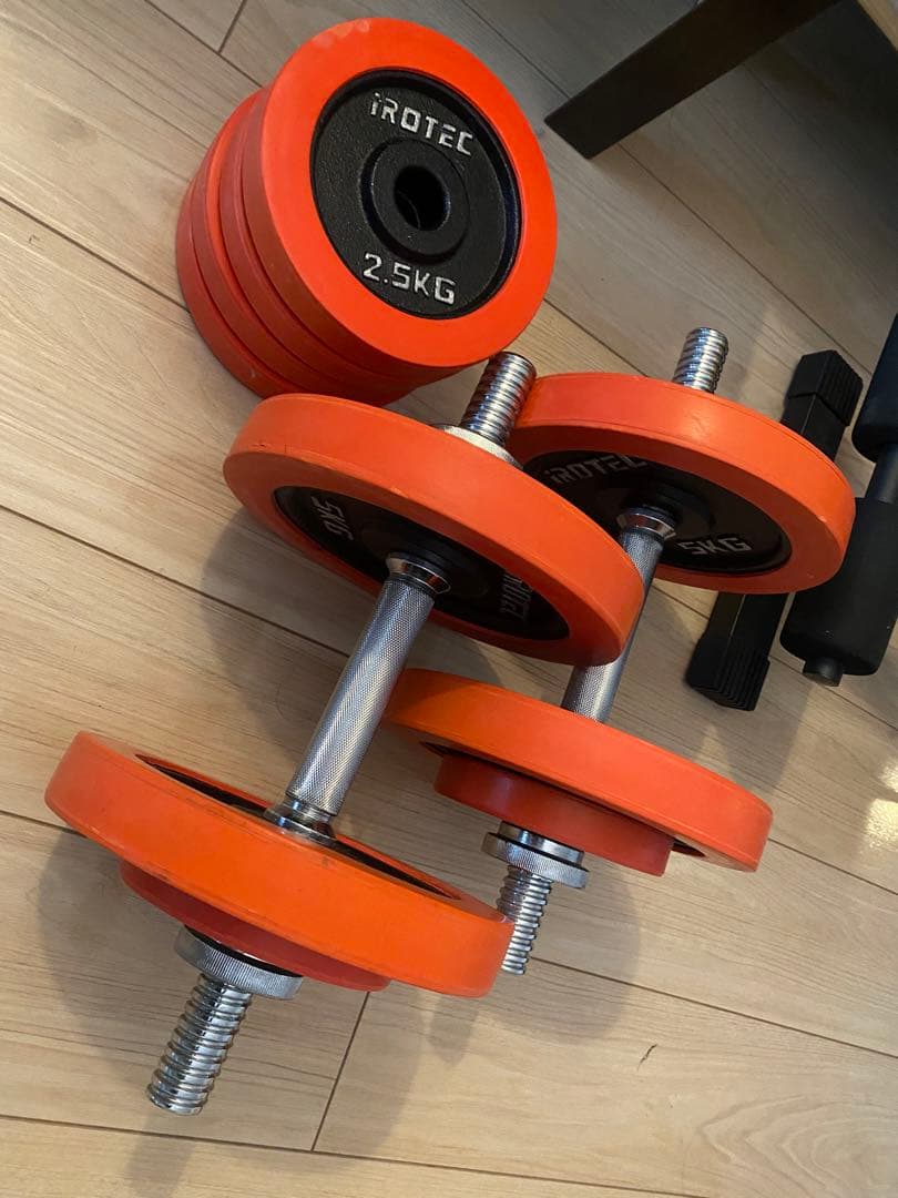 【東京引取限定】iROTEC 合計35kg ダンベルセット 折り畳みベンチ台付き