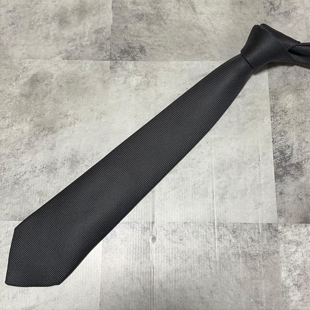 HERMES ネクタイ ハイブランド ソリッド ダークグレー 肉厚