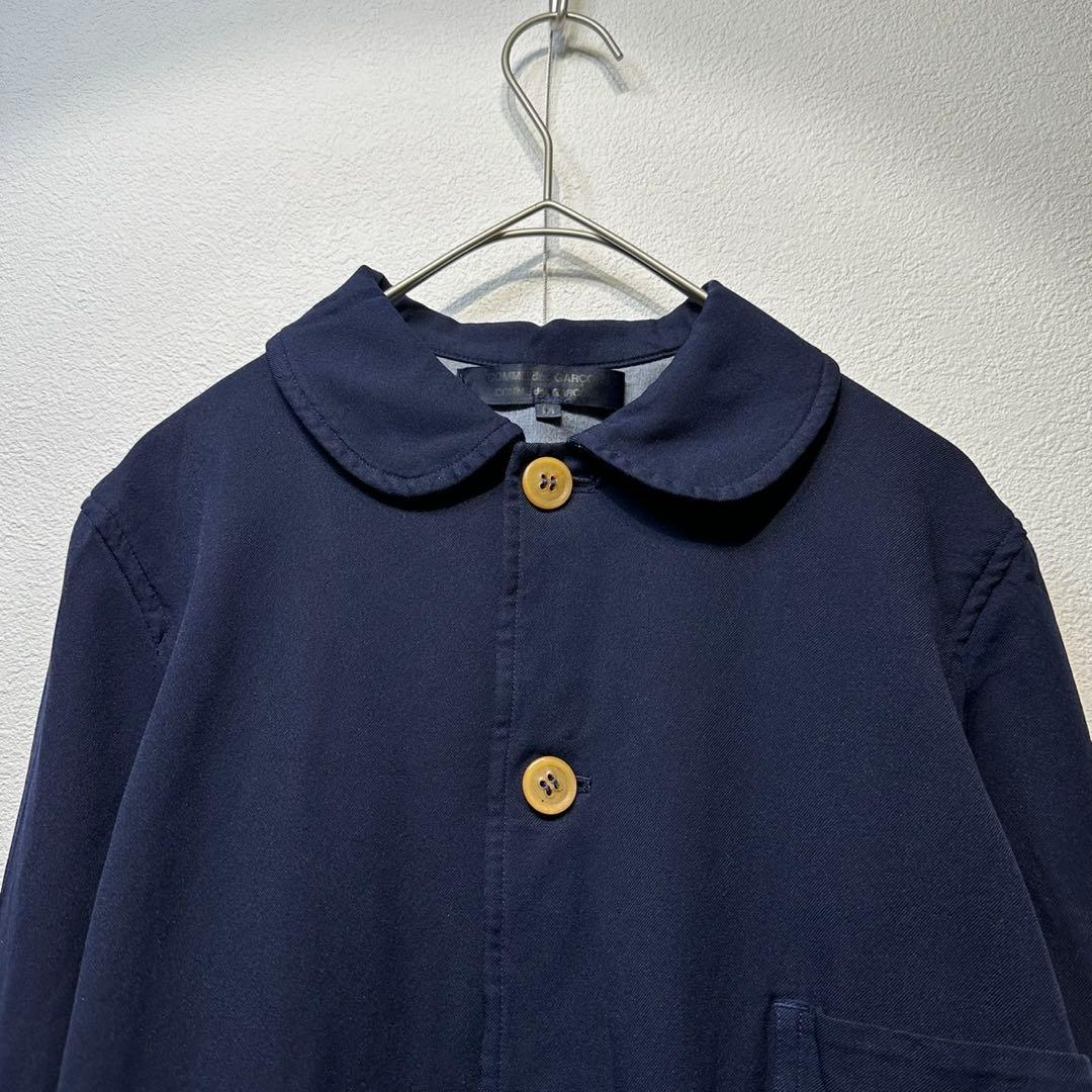 希少 美品 04年製 コムデギャルソン ポリ縮絨 丸襟 ステンカラーコート M