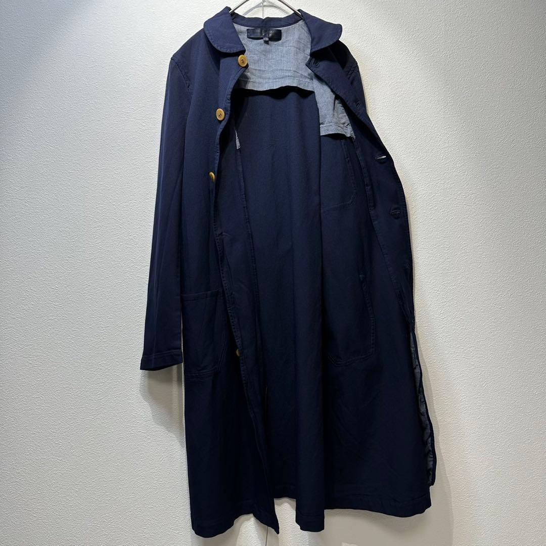 希少 美品 04年製 コムデギャルソン ポリ縮絨 丸襟 ステンカラーコート M