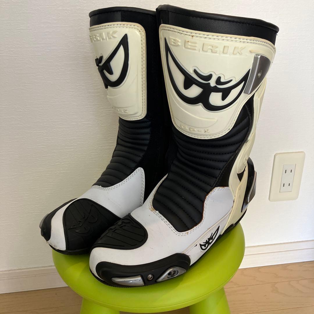 BERIK バイクブーツ ホワイト/ブラック　27センチ