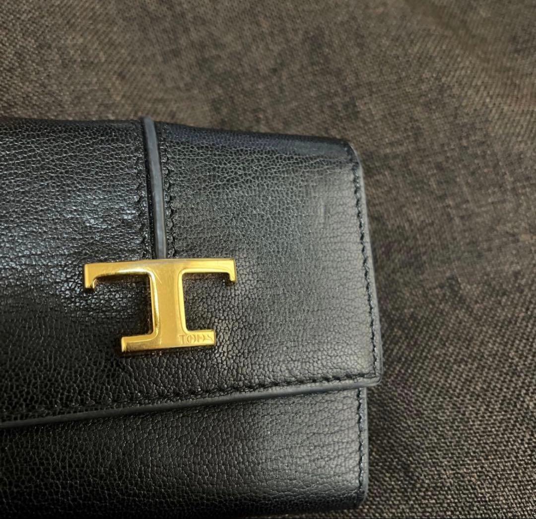 TOD'S トッズ ウォレット T タイムレス レザー レディース ブラック