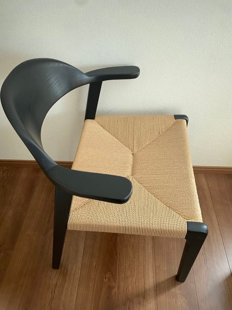 【訳あり品】ダイニングチェア　ペーパーコード　　食卓椅子　ブラック