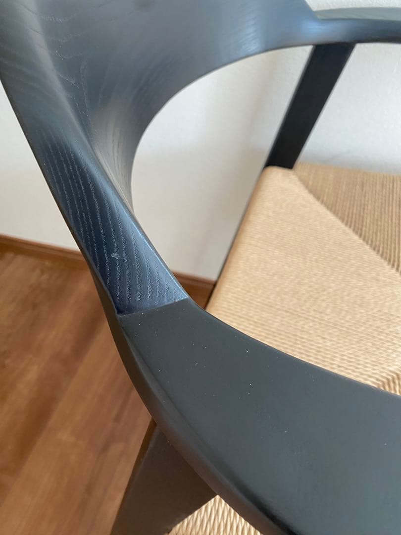 【訳あり品】ダイニングチェア　ペーパーコード　　食卓椅子　ブラック