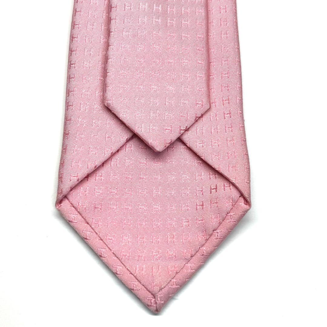 【王道✨】エルメス ネクタイ ピンク ファソネ H柄 総柄 最高級シルク