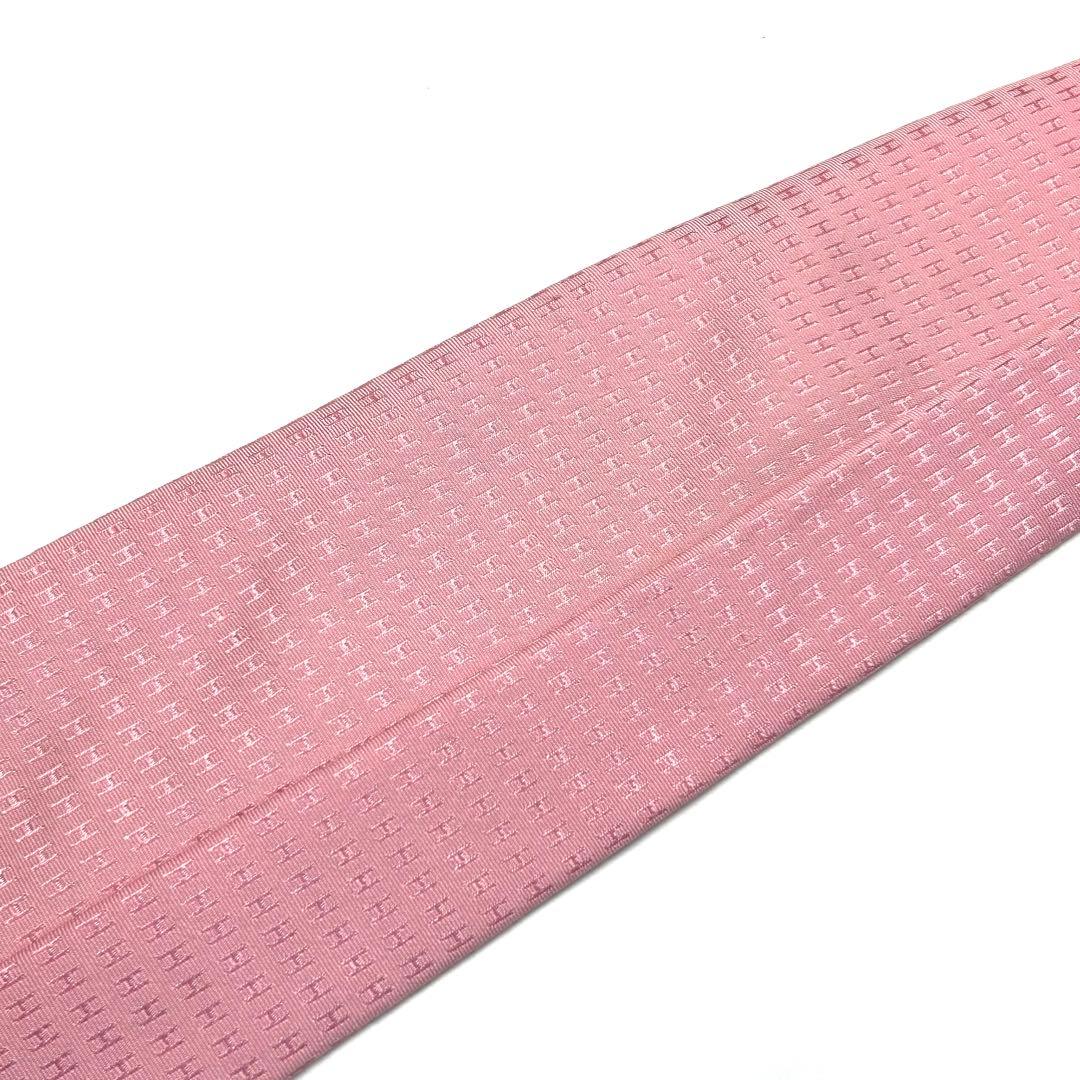 【王道✨】エルメス ネクタイ ピンク ファソネ H柄 総柄 最高級シルク