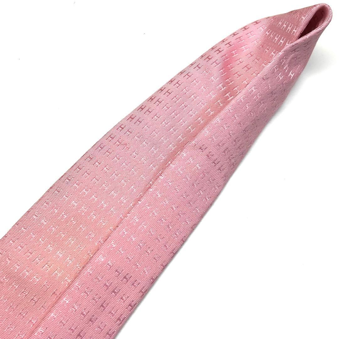 【王道✨】エルメス ネクタイ ピンク ファソネ H柄 総柄 最高級シルク