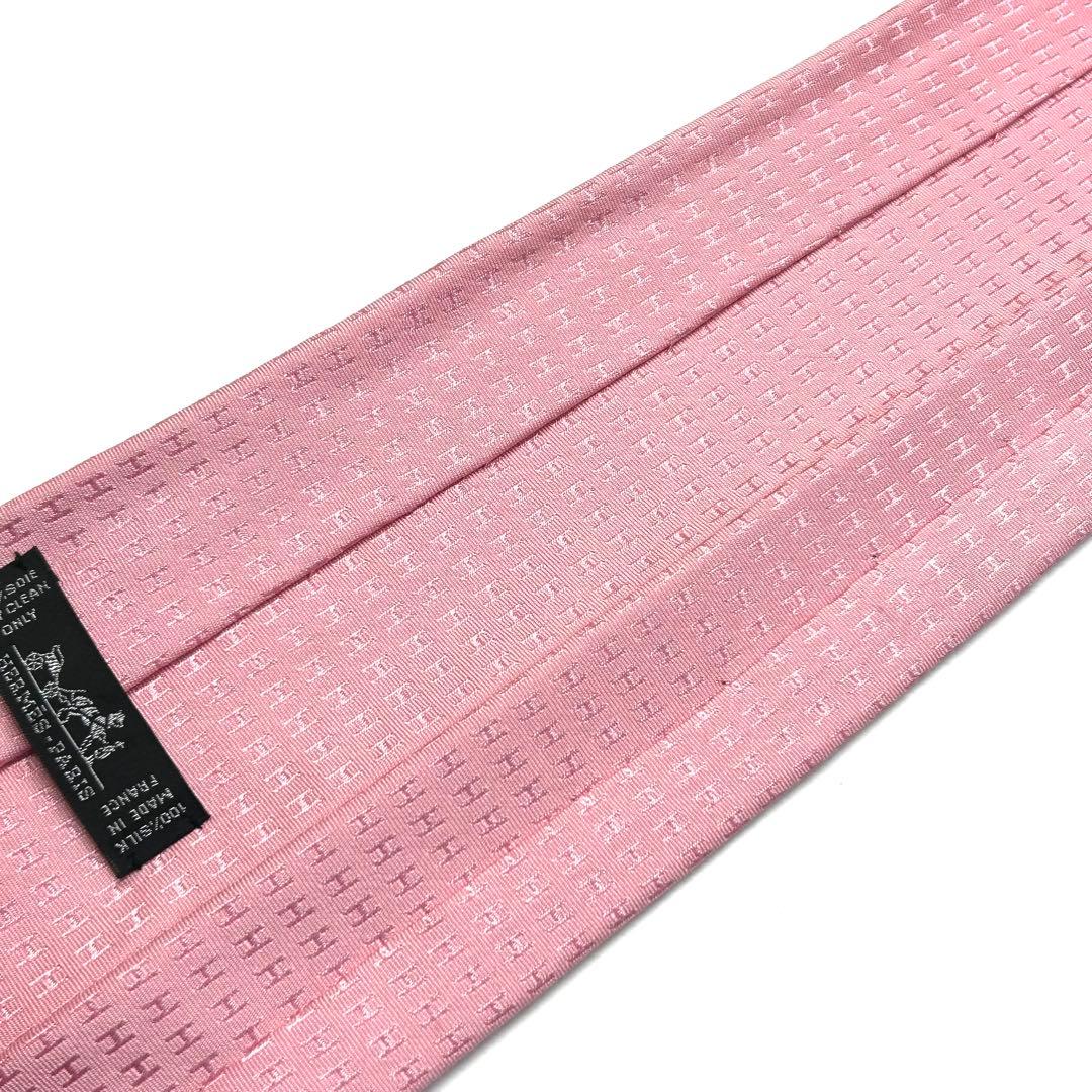 【王道✨】エルメス ネクタイ ピンク ファソネ H柄 総柄 最高級シルク