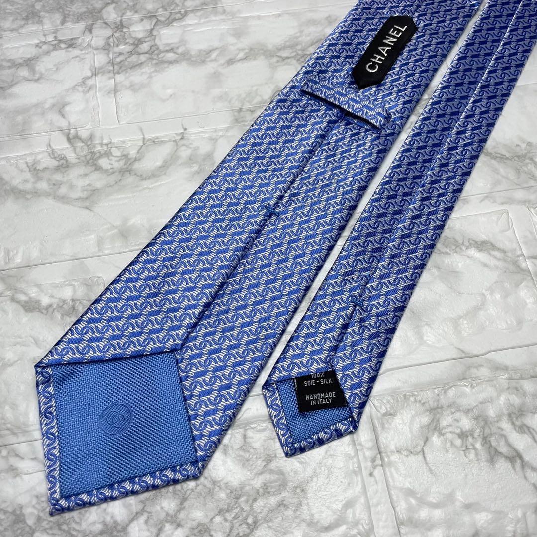 箱付き　未使用　CHANEL シャネル　ネクタイ　ココマーク　ブルー　スーツ