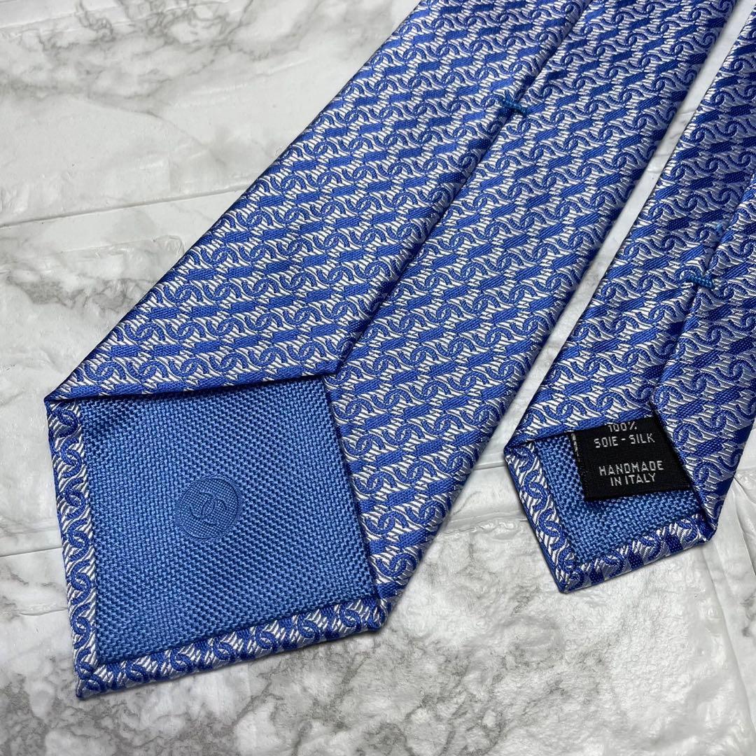 箱付き　未使用　CHANEL シャネル　ネクタイ　ココマーク　ブルー　スーツ