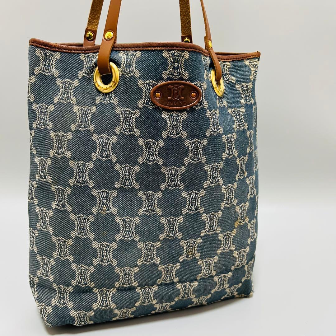 CELINE セリーヌ パリマカダム柄 デニム系 トートバッグ ハンドバッグ
