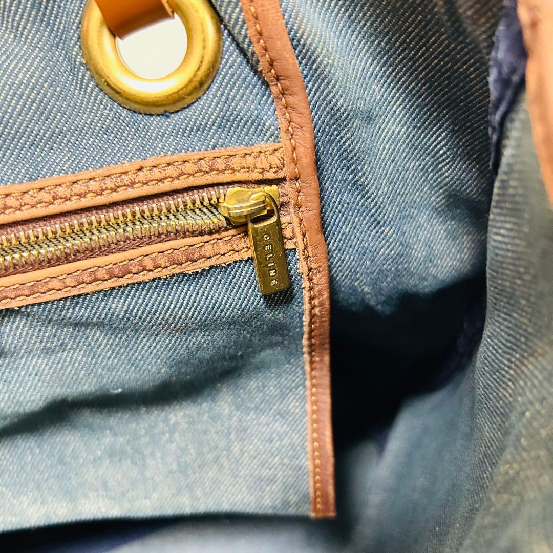 CELINE セリーヌ パリマカダム柄 デニム系 トートバッグ ハンドバッグ