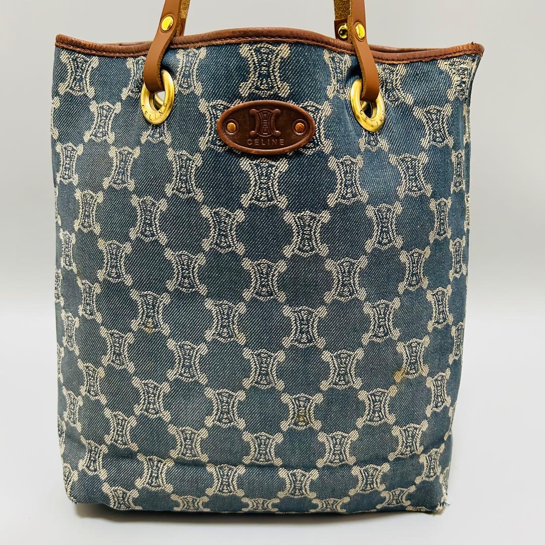 CELINE セリーヌ パリマカダム柄 デニム系 トートバッグ ハンドバッグ