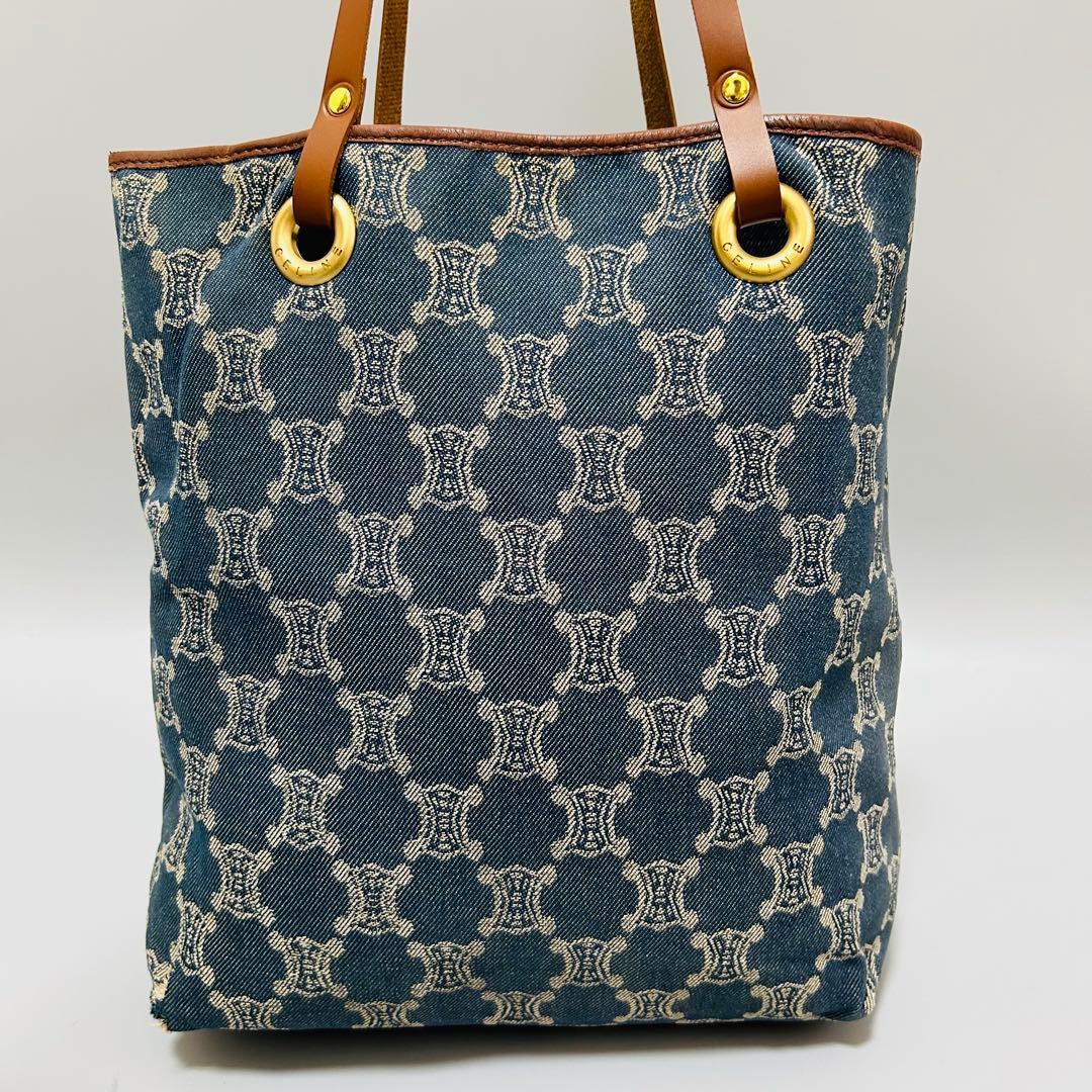 CELINE セリーヌ パリマカダム柄 デニム系 トートバッグ ハンドバッグ