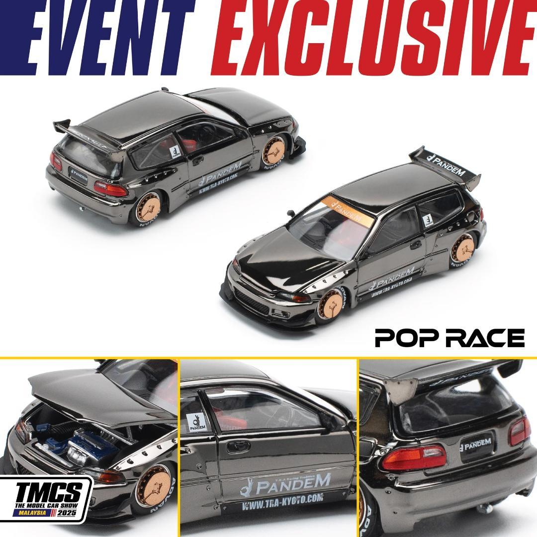 ポップレース 1/64 パンデム シビック EG6 ブラッククローム MDX限定