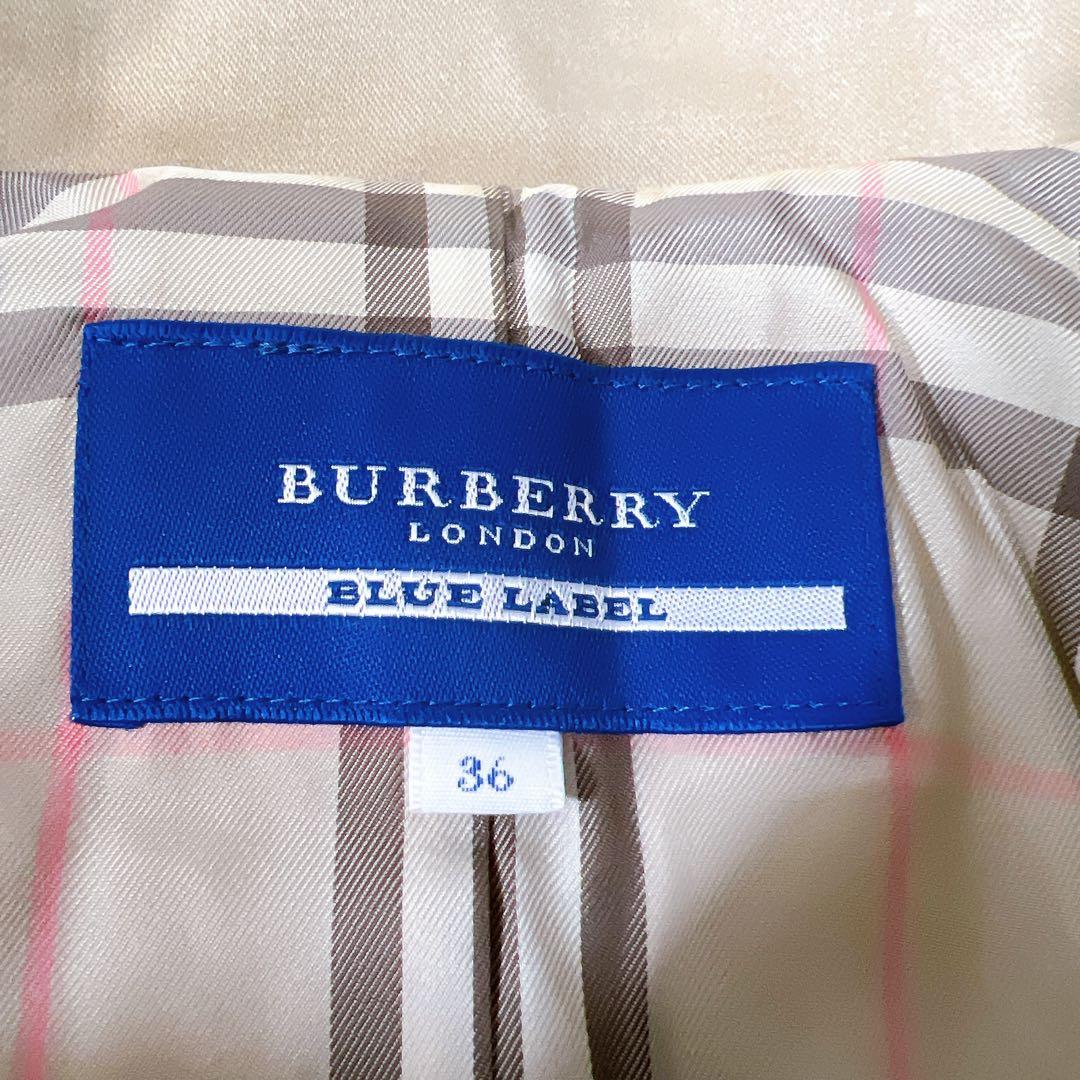 バーバリーブルーレーベル ジャケット フリル ノバチェック 短丈 ベージュ 36