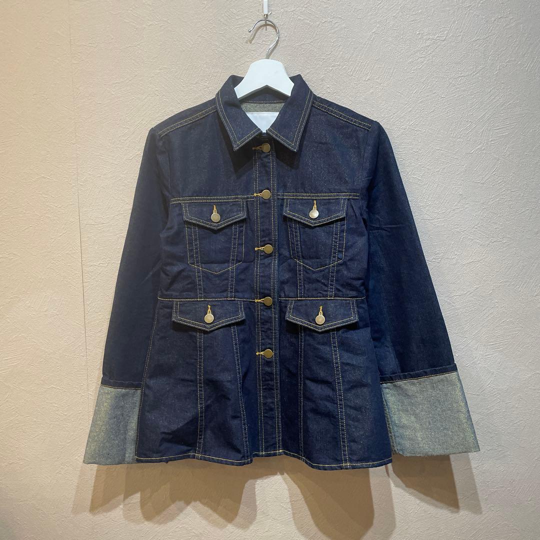 mici ラメデニムペプラムジャケット　ロールアップラメデニムパンツ