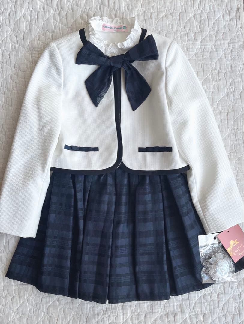 〈新品〉Catherine Cottage女の子フォーマル130 入学式 白×紺
