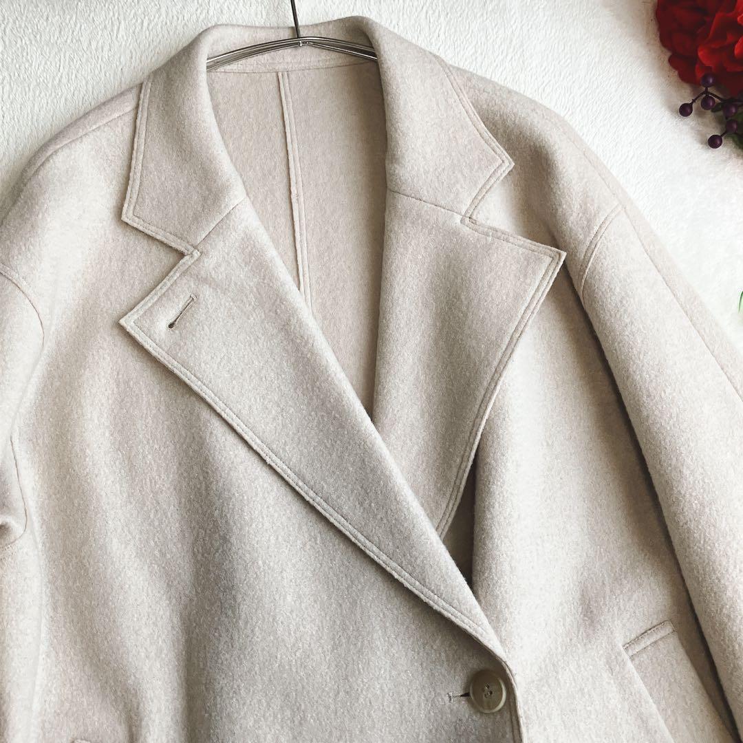 【24AW/美品】23区★ウールリバーコート ビッグシルエットドロップショルダー