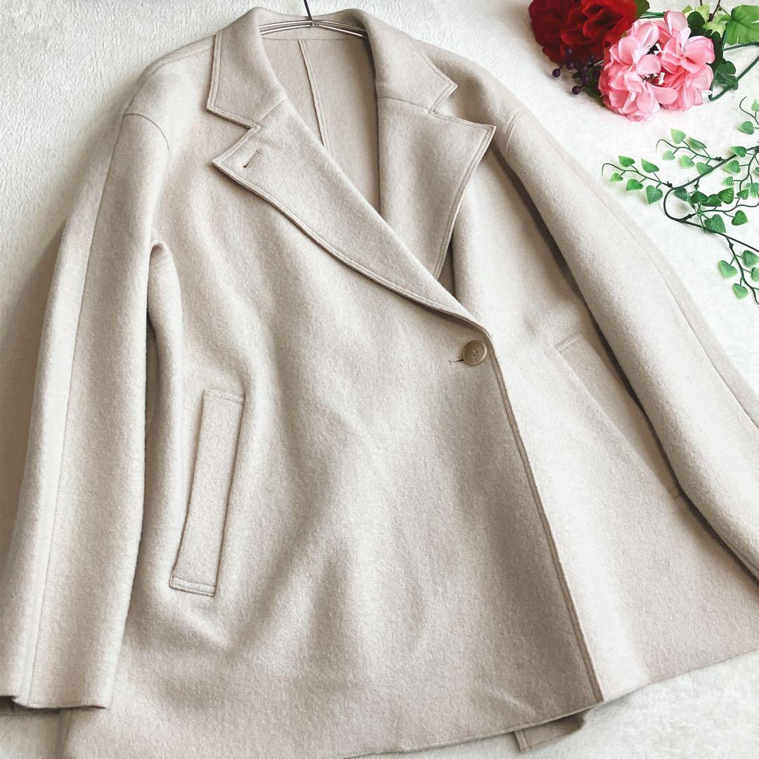 【24AW/美品】23区★ウールリバーコート ビッグシルエットドロップショルダー