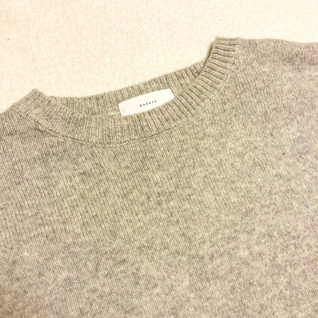 かぐれ　クルーネックニットワンピース　2023AW ライトグレー　ロング　マキシ