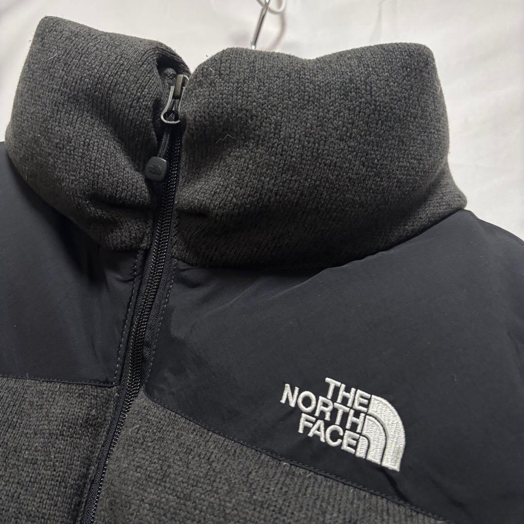 ☆人気　ノースフェイス　ニット　ダウンベスト　ブラック×グレー　レディースXXL