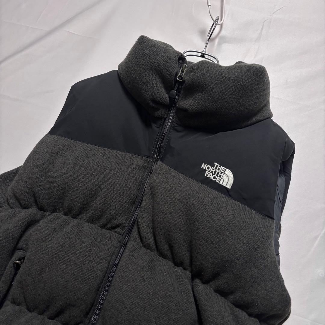 ☆人気　ノースフェイス　ニット　ダウンベスト　ブラック×グレー　レディースXXL