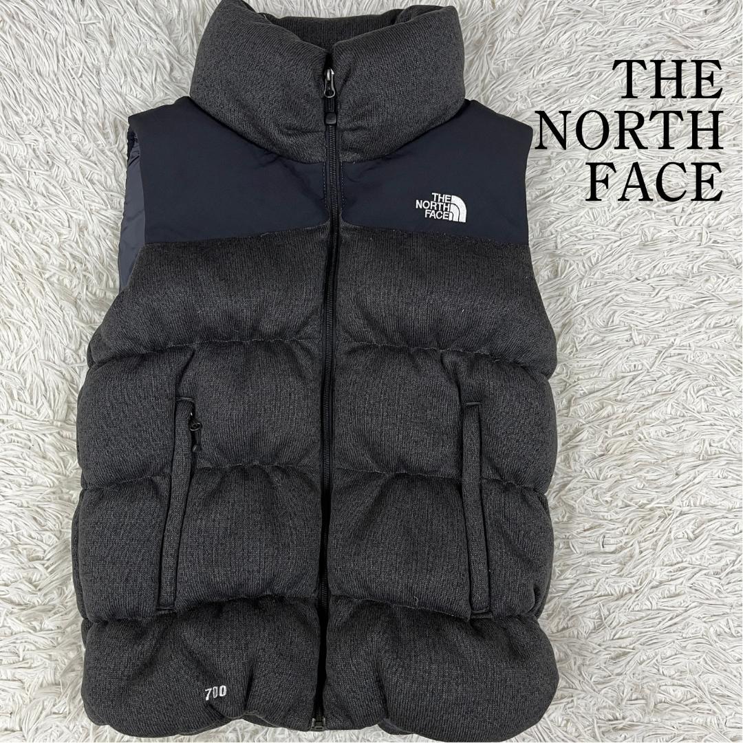 《美品》ザ ノース フェイス ダウンベスト レディース 黒／ダークグレー XL