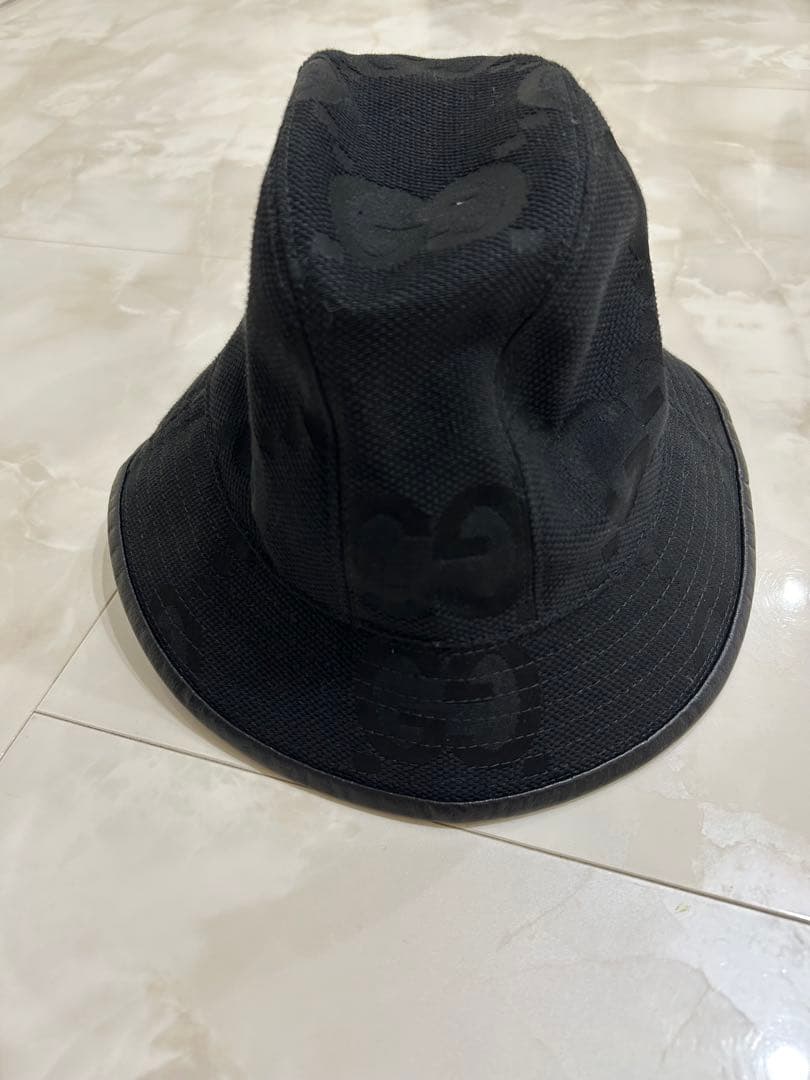 GUCCI ブラック バケットハット　ジャンボGG サイズS