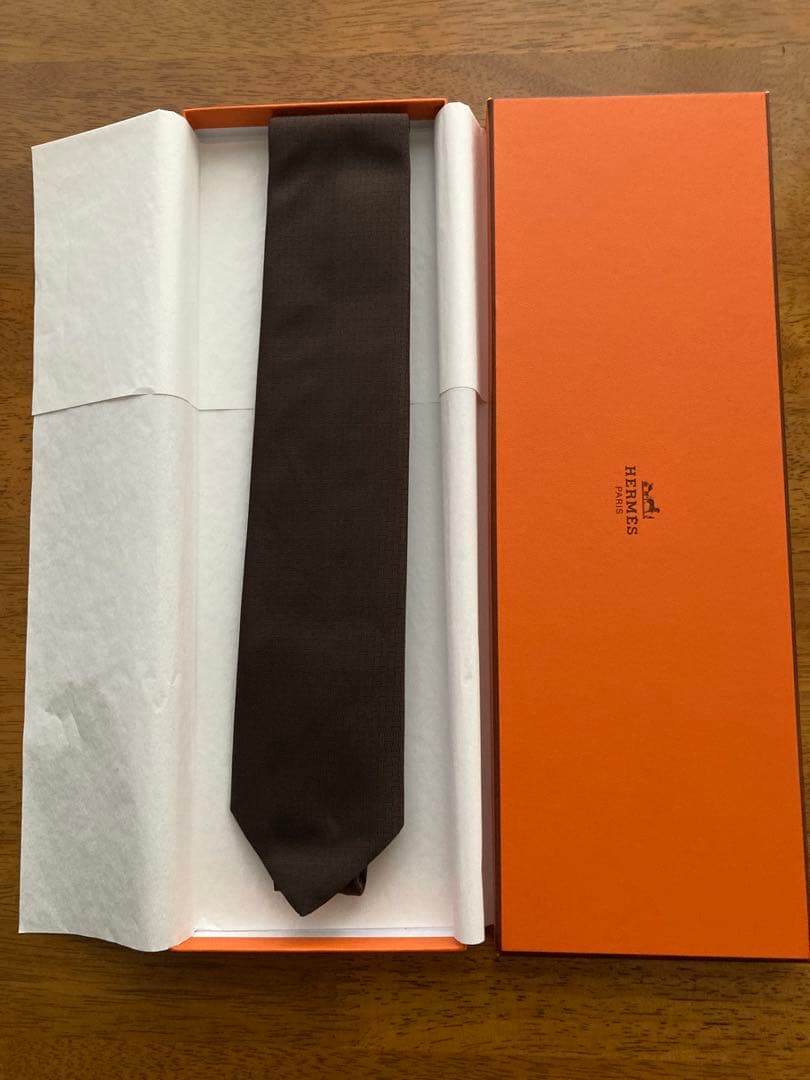 HERMES ダークブラウン ネクタイ