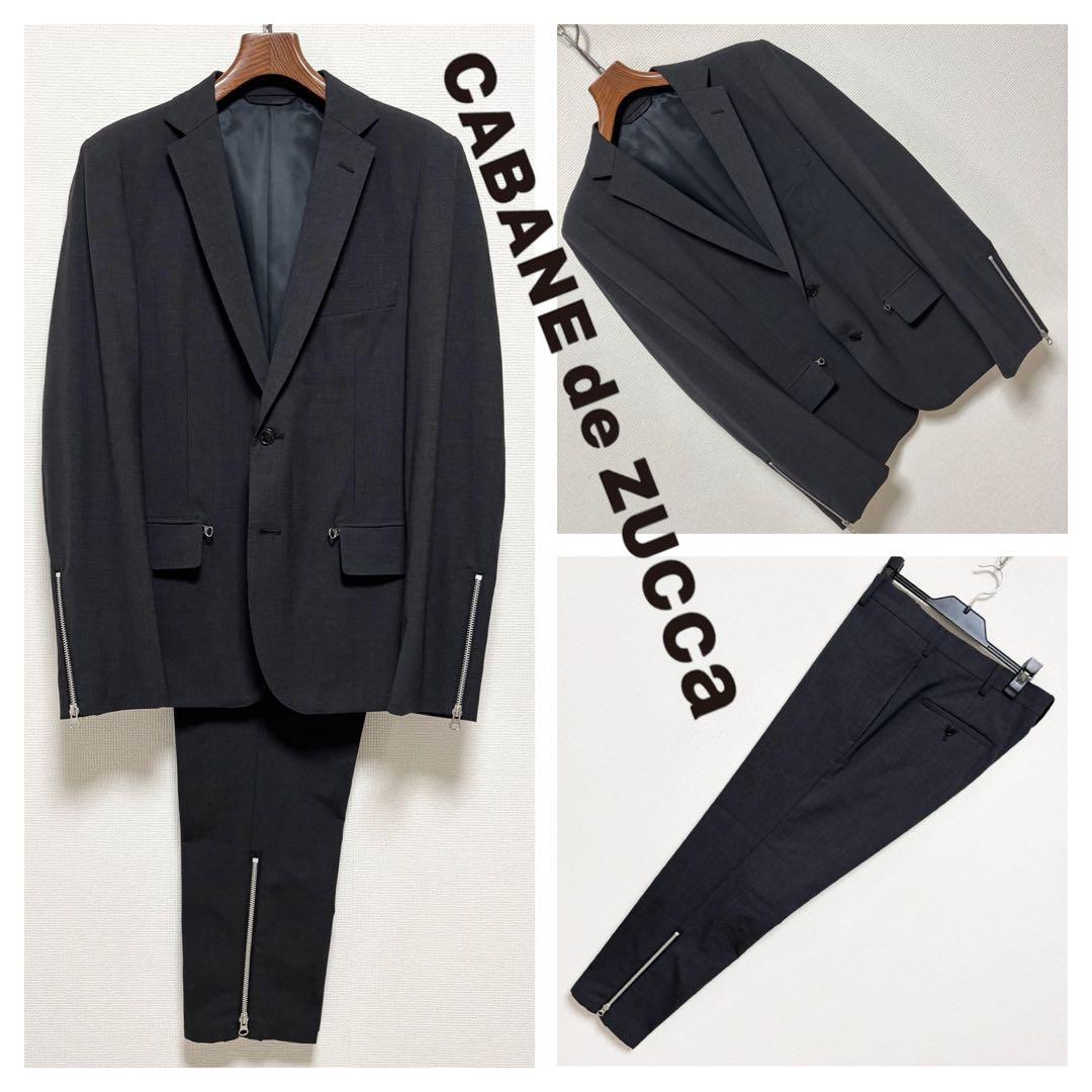 美品■CABANE de ZUCCa■セットアップ スーツ ジッパーデザイン S