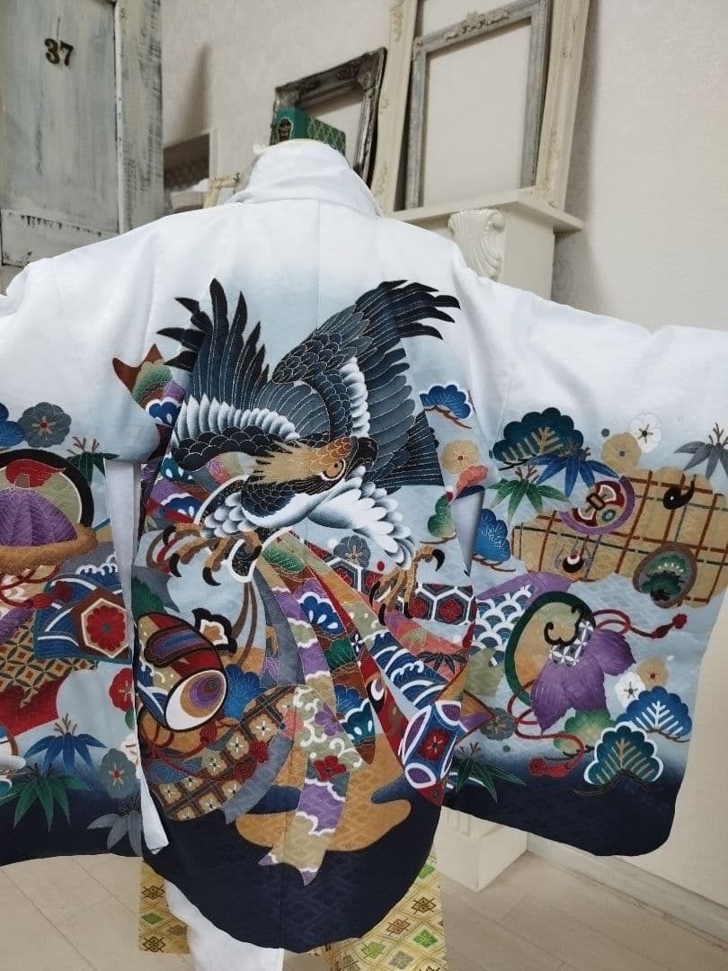 専用です☆白地に鷹が格好良い☆七五三男の子５歳着物セット