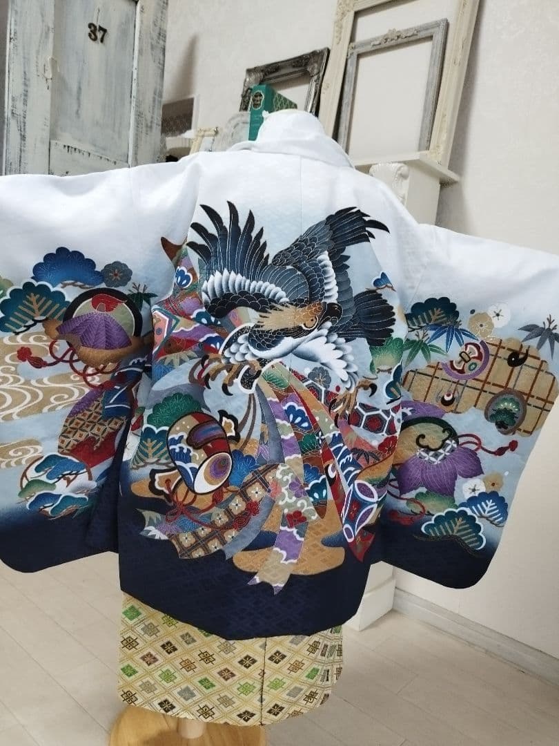 専用です☆白地に鷹が格好良い☆七五三男の子５歳着物セット