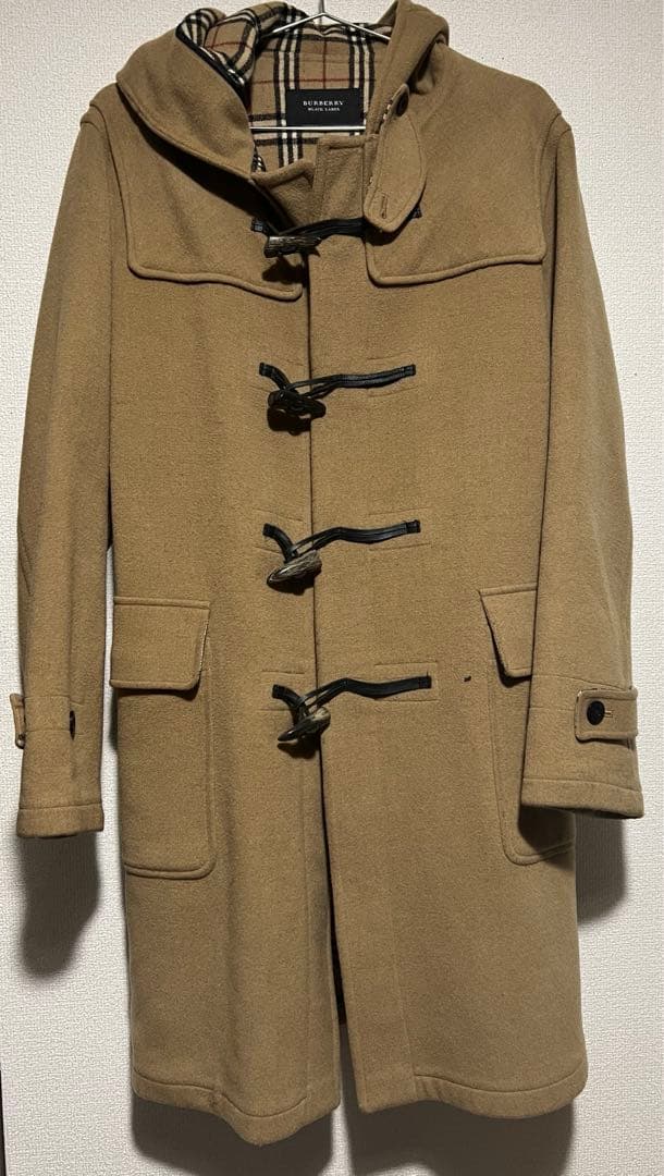 激レア バーバリーブラックレーベル ダッフルコート ノバチェック L キャメル