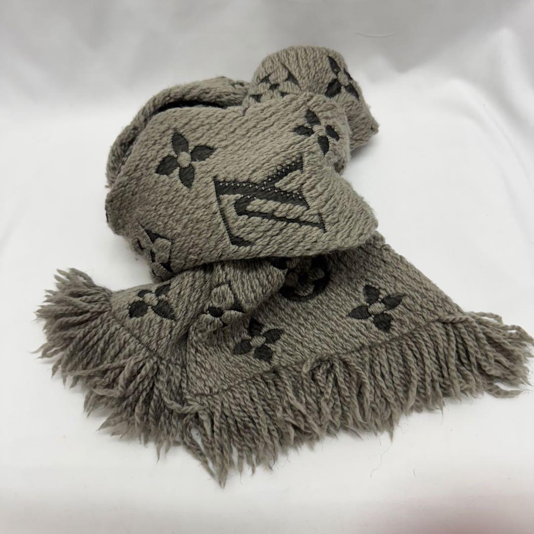 ルイヴィトン マフラー エシャルプ ロゴマニア グレー モノグラム