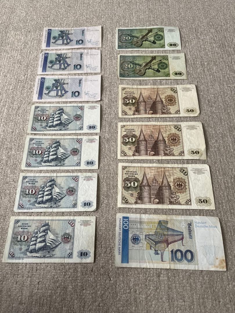 ドイツ旧紙幣セット 10, 20, 50, 100 計360マルク 追加１枚