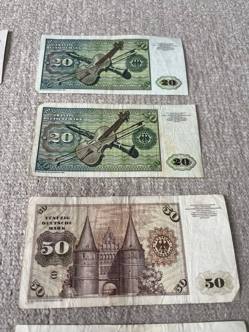 ドイツ旧紙幣セット 10, 20, 50, 100 計360マルク 追加１枚