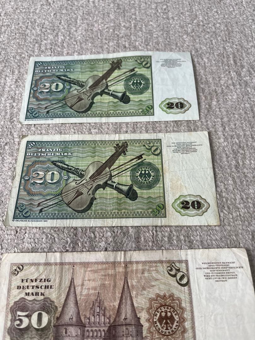 ドイツ旧紙幣セット 10, 20, 50, 100 計360マルク 追加１枚