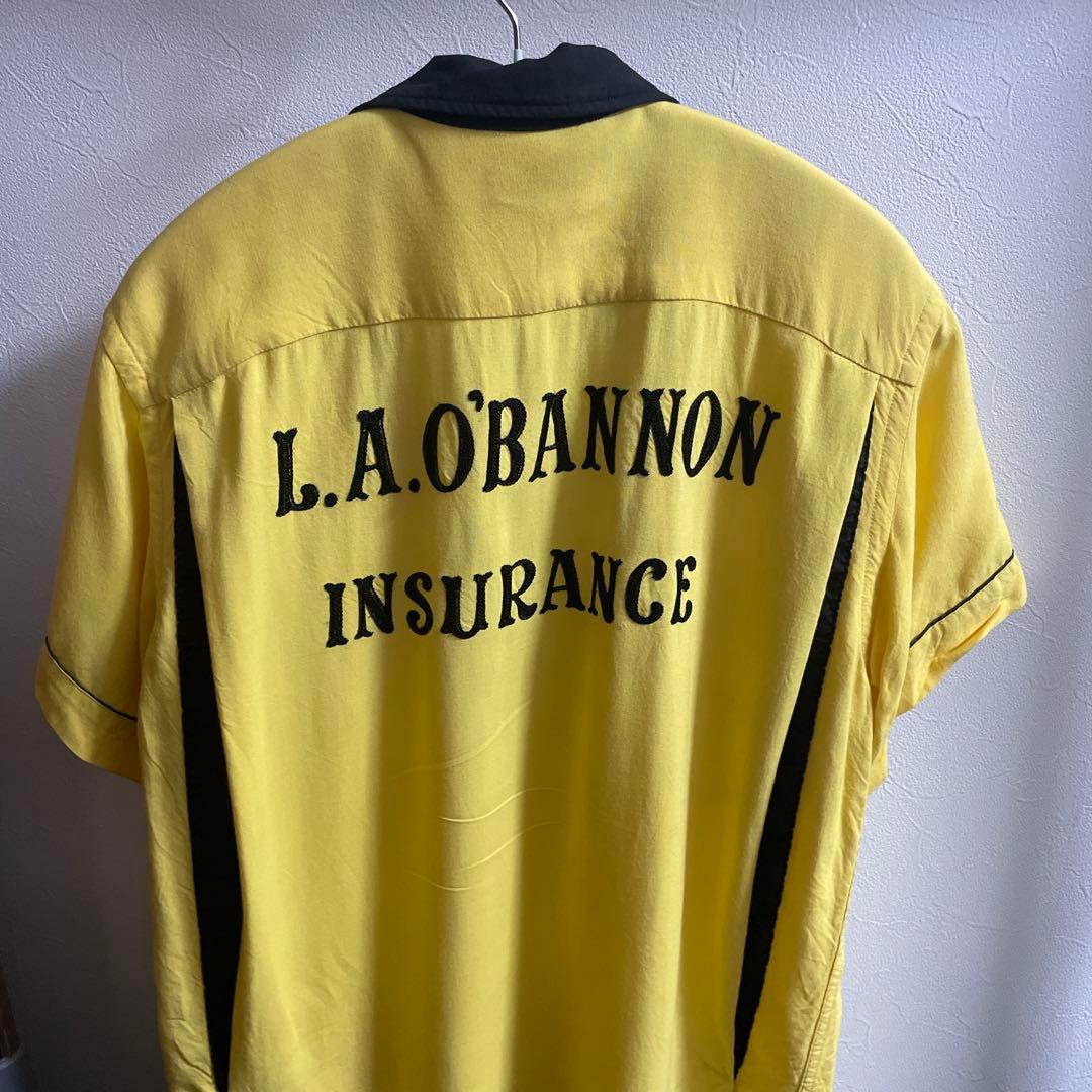 50s 60s Hilton ヒルトン　ボーリングシャツ　イエロー×ブラック