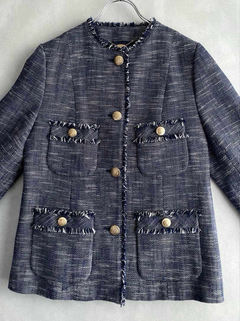 美品✨アルアバイル　23SS ツイード コート　ML サイズ2 ネイビー系