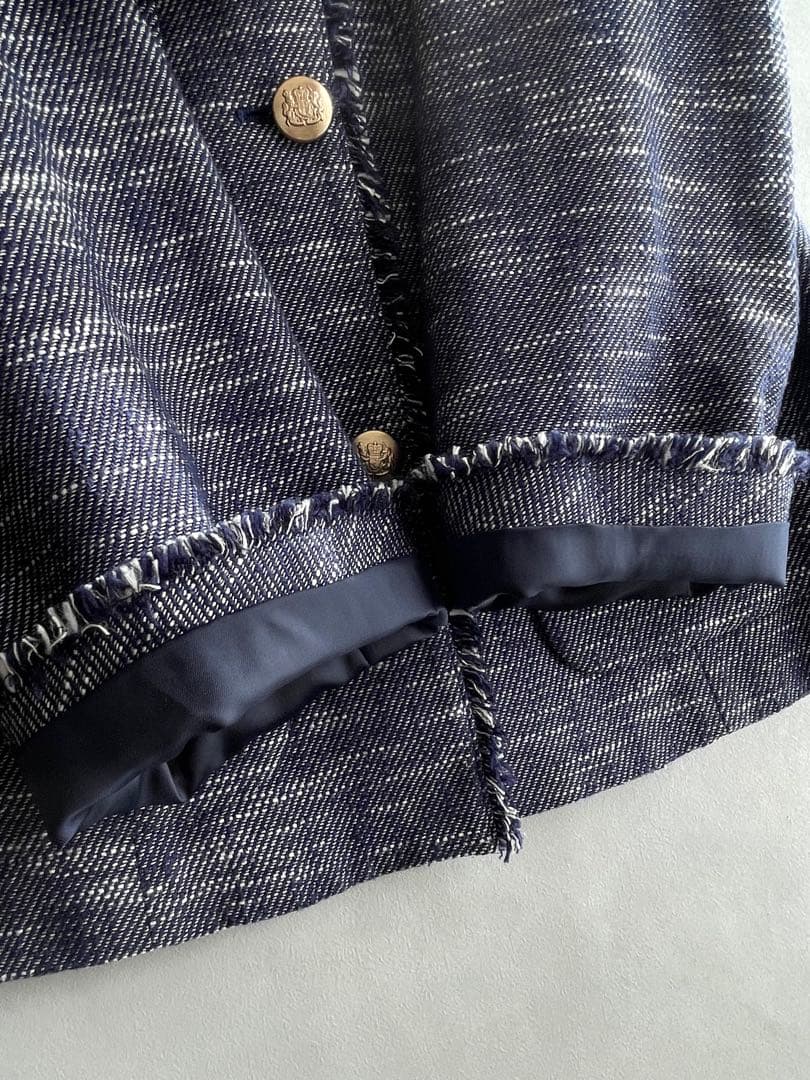 美品✨アルアバイル　23SS ツイード コート　ML サイズ2 ネイビー系