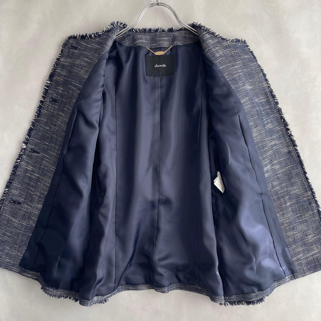美品✨アルアバイル　23SS ツイード コート　ML サイズ2 ネイビー系