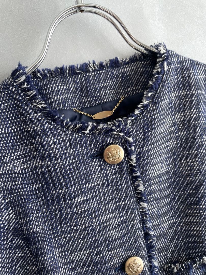 美品✨アルアバイル　23SS ツイード コート　ML サイズ2 ネイビー系