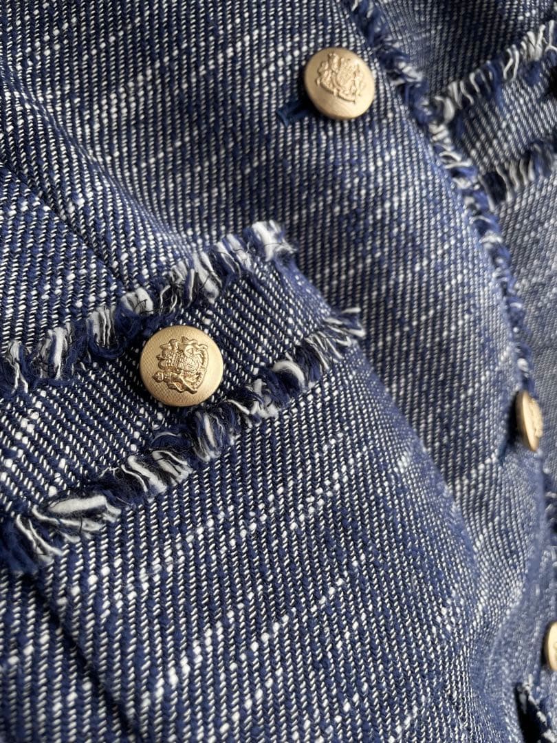 美品✨アルアバイル　23SS ツイード コート　ML サイズ2 ネイビー系