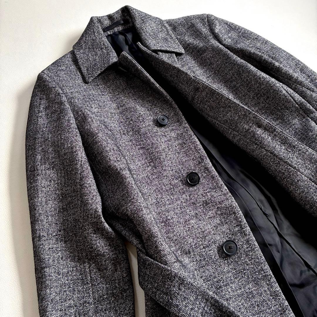 ◆未使用級◆セオリー◆メンズ◆ロングステンカラーウールコート◆ヘリンボーン◆XS