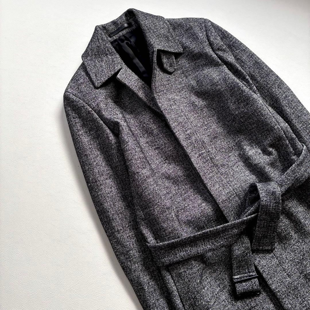 ◆未使用級◆セオリー◆メンズ◆ロングステンカラーウールコート◆ヘリンボーン◆XS