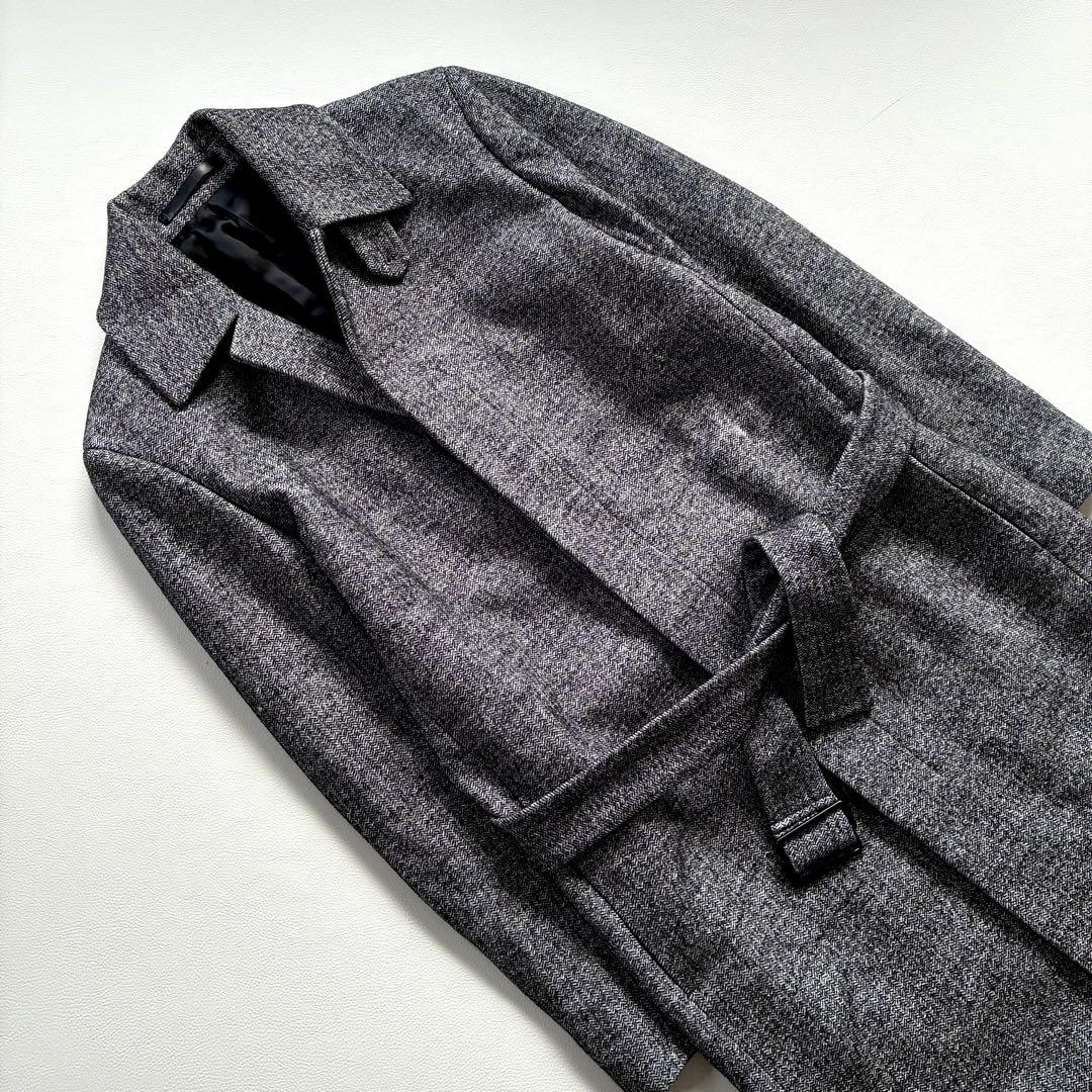 ◆未使用級◆セオリー◆メンズ◆ロングステンカラーウールコート◆ヘリンボーン◆XS