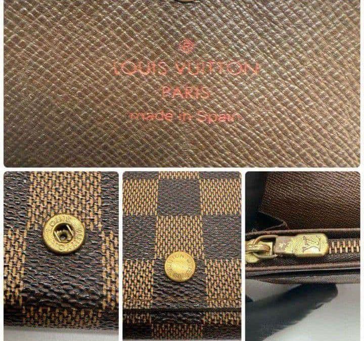 美品ルイヴィトンダミエ二つ折り財布レディースブラウン目立った傷や汚れなし送料無料