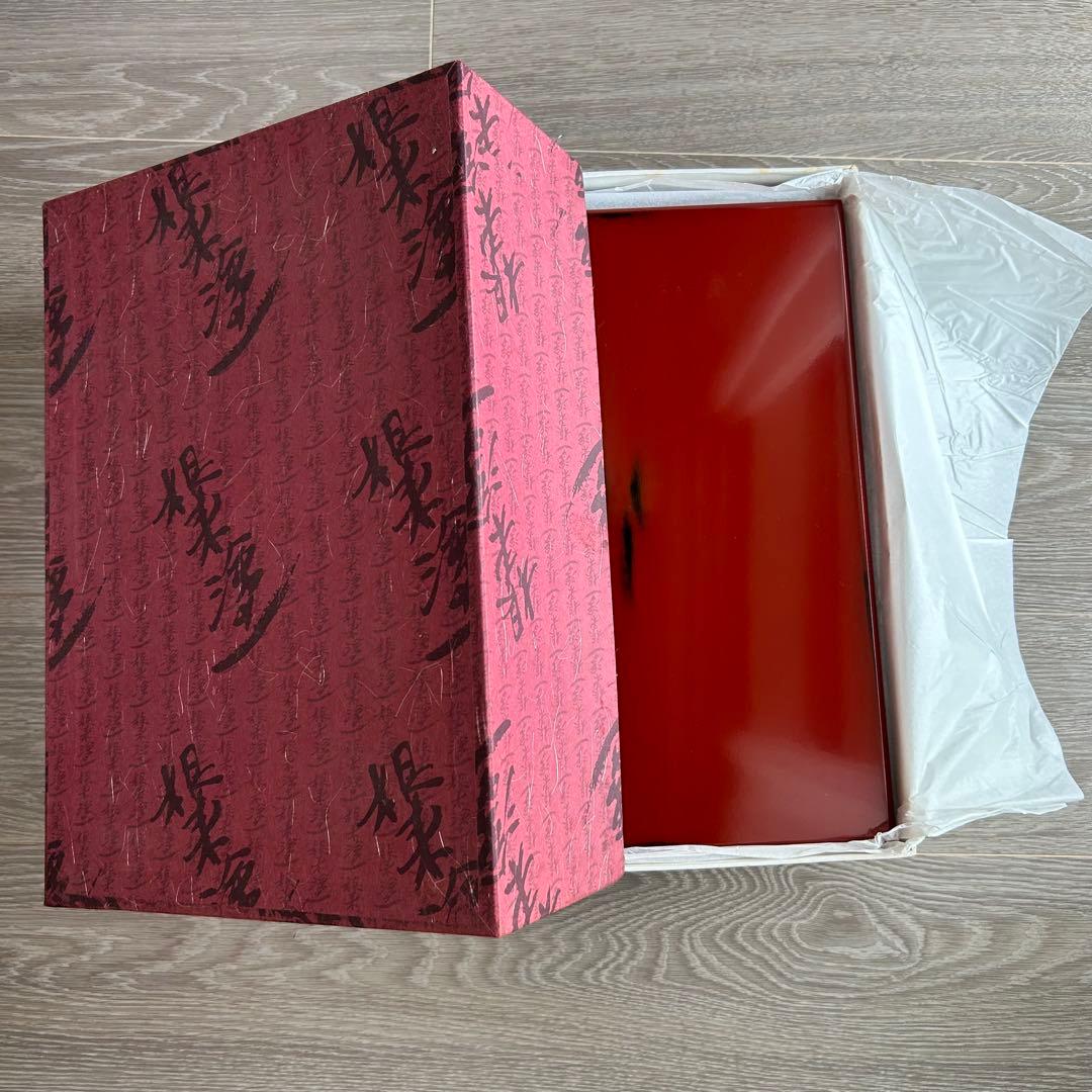 【10%値下】新品未使用　根来塗り赤色二段式漆器文箱　引出し付き