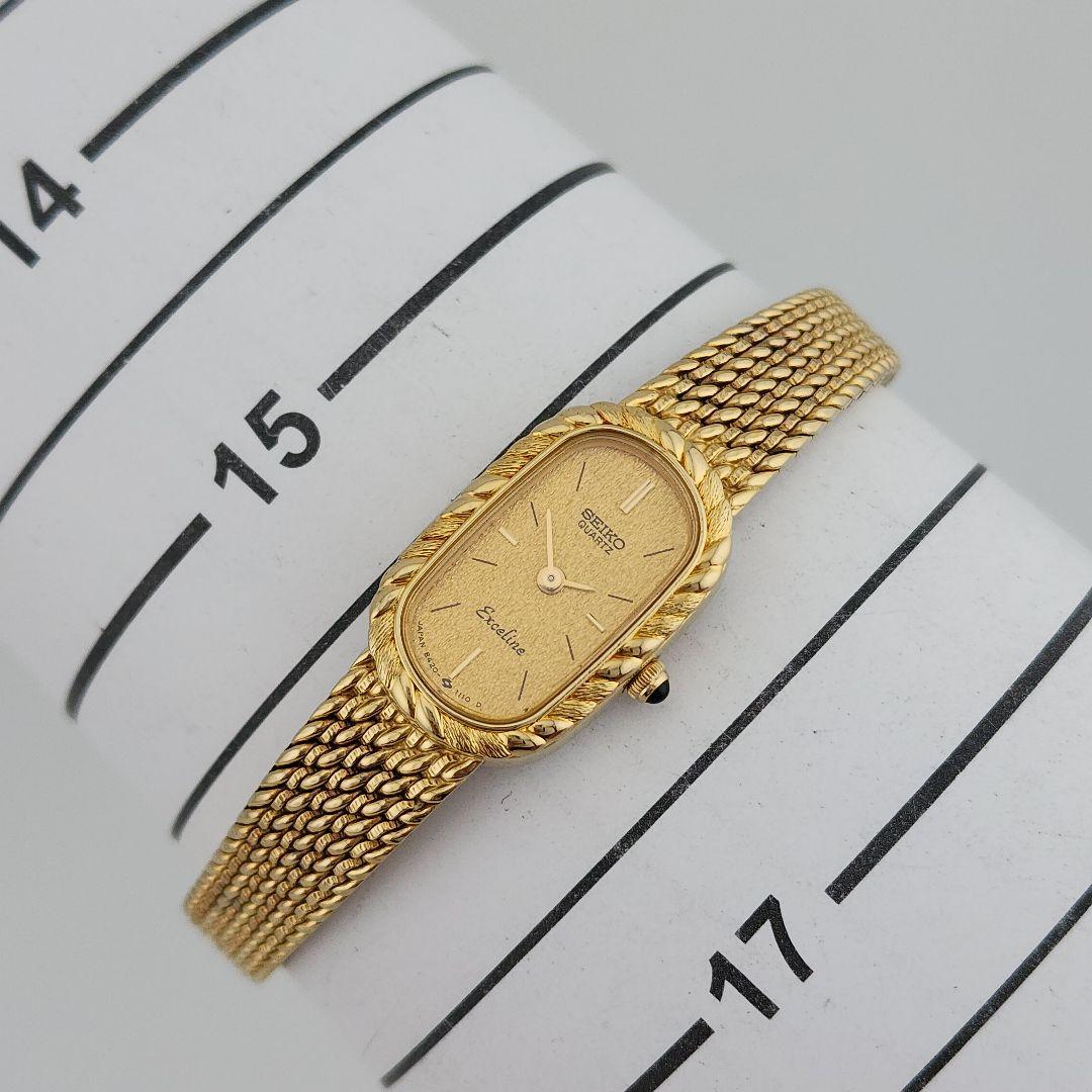 【稼働/新品電池】セイコー　エクセリーヌ　ブレスウォッチ　腕時計　ゴールド文字盤